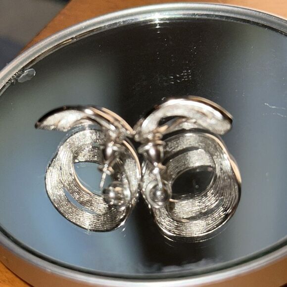 Silver Tone Knot Post Earrings - Picture 3 of 3